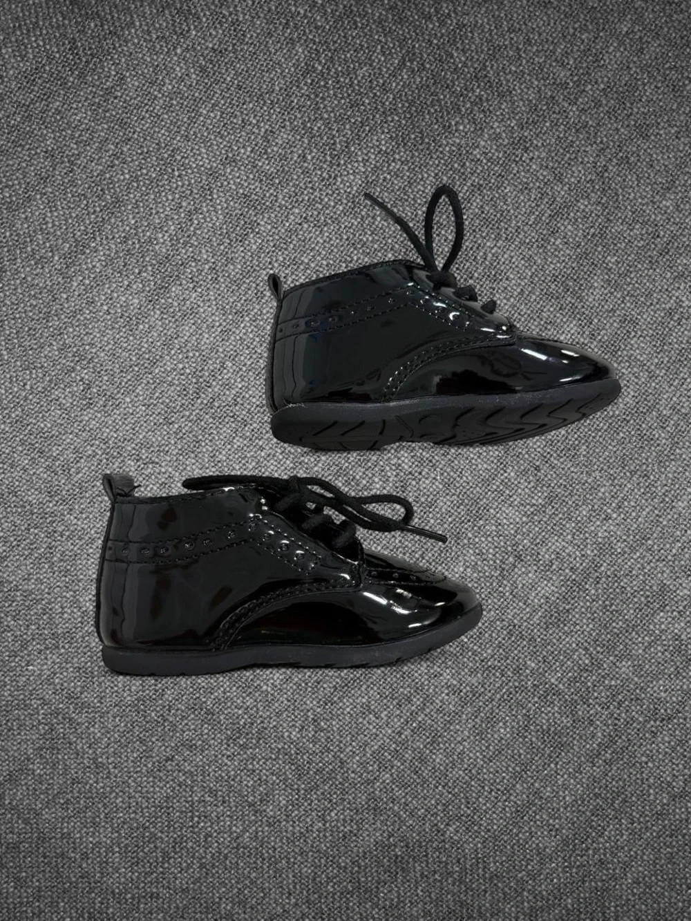 Black Patent Wingtip Dress Shoes Size 4 Formal Lace-Up Oxfords